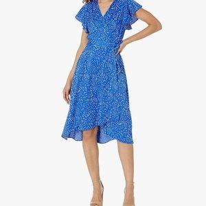 Blue and White DKNY Faux Wrap Dress